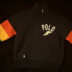 Polo by Ralph Lauren Men's Black Sweater with Multicolor Sleeves
